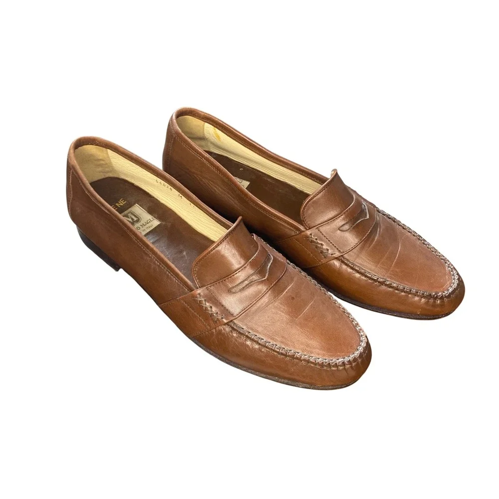Bruno Magli Mens Keene Penny Loafers Brown Leather Made in Italy Size 11 M